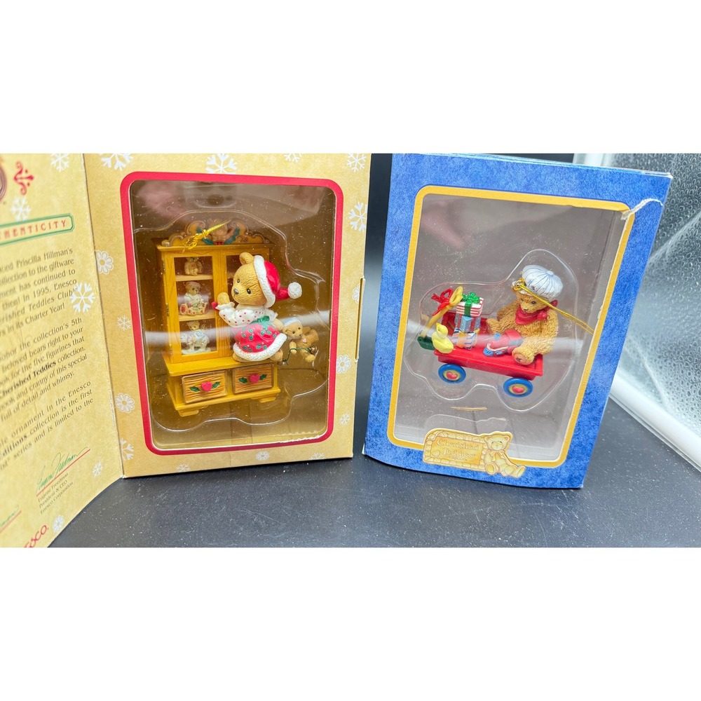 Enesco Cherished Teddies Ornaments Set 2 Priscilla Hillman Masterpiece Edition